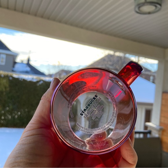 Starbucks Red Rainbow Iridescent Christmas 2019 Mug Cup Glass 14floz - Picture 3 of 6